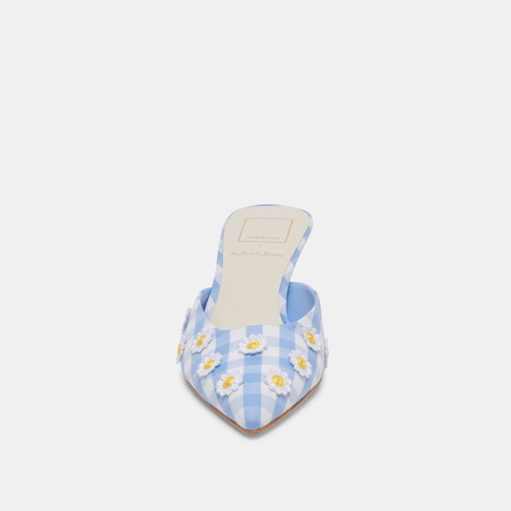 Dolce Vita Lilou Heels White Blue Gingham