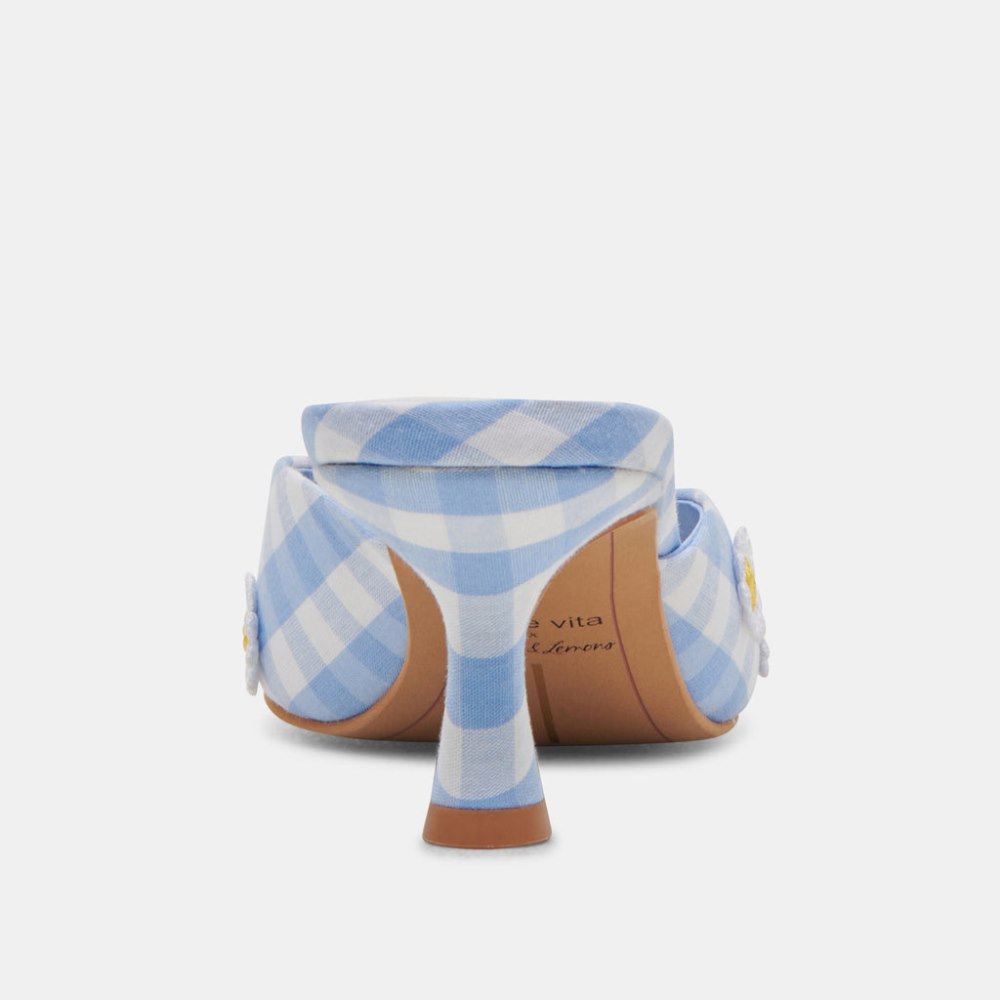 Dolce Vita Lilou Heels White Blue Gingham