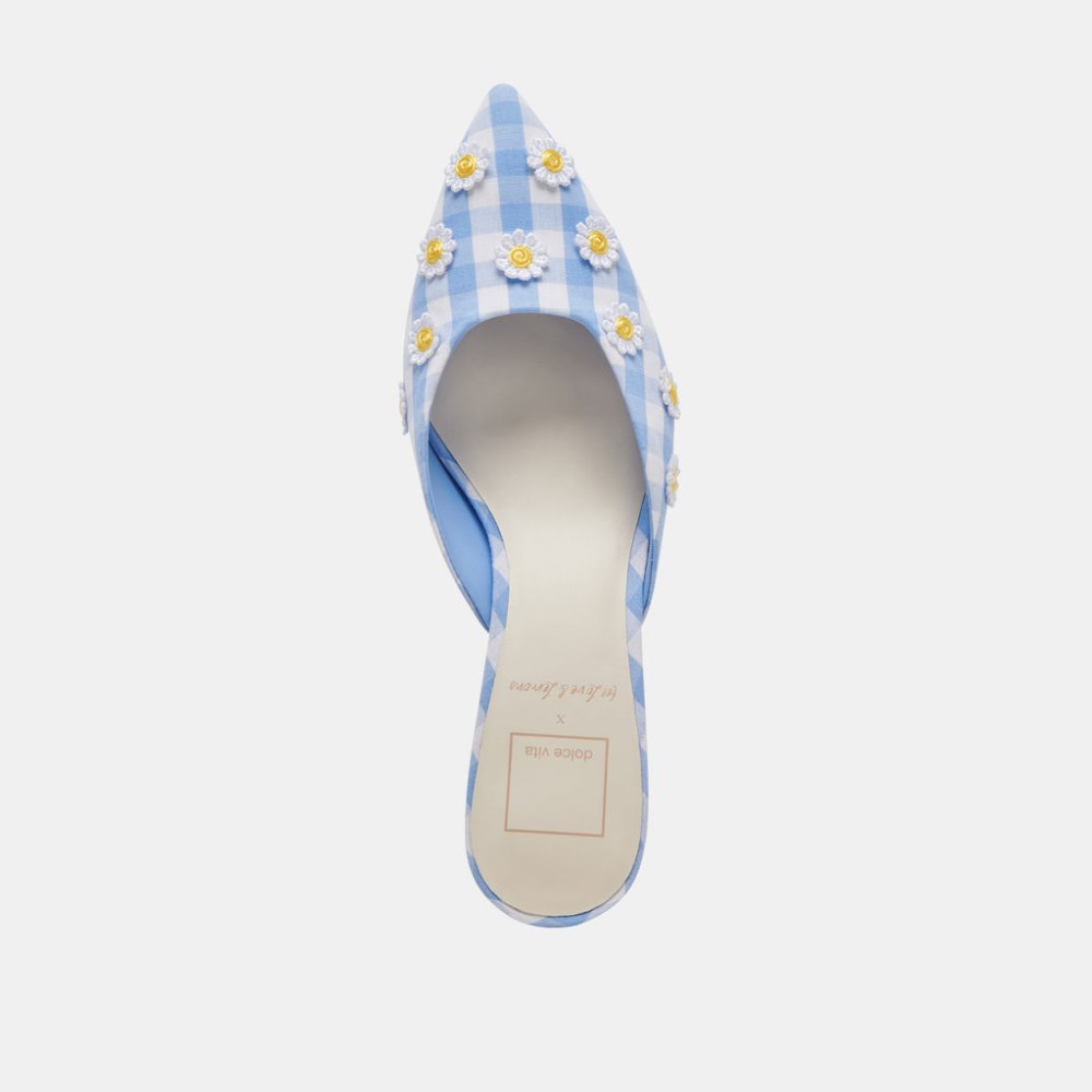 Dolce Vita Lilou Heels White Blue Gingham