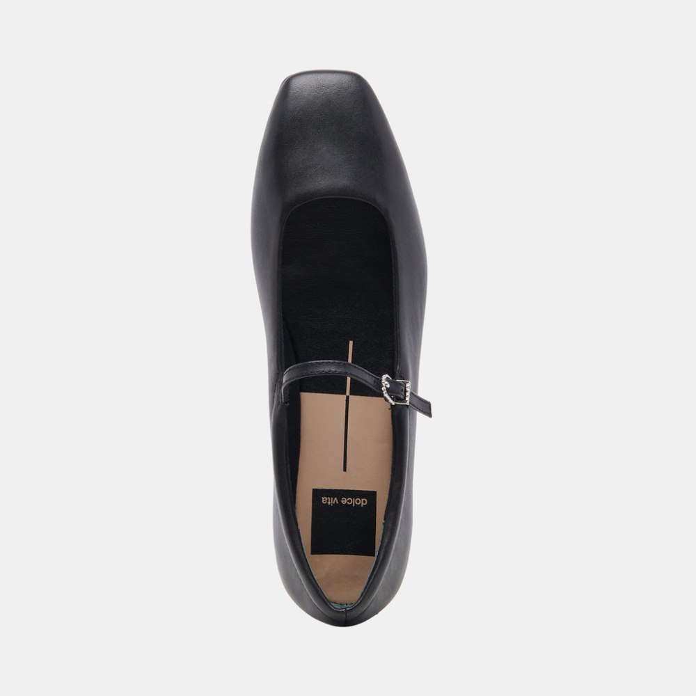Dolce Vita Reyes Wide Ballet Flats Black Leather