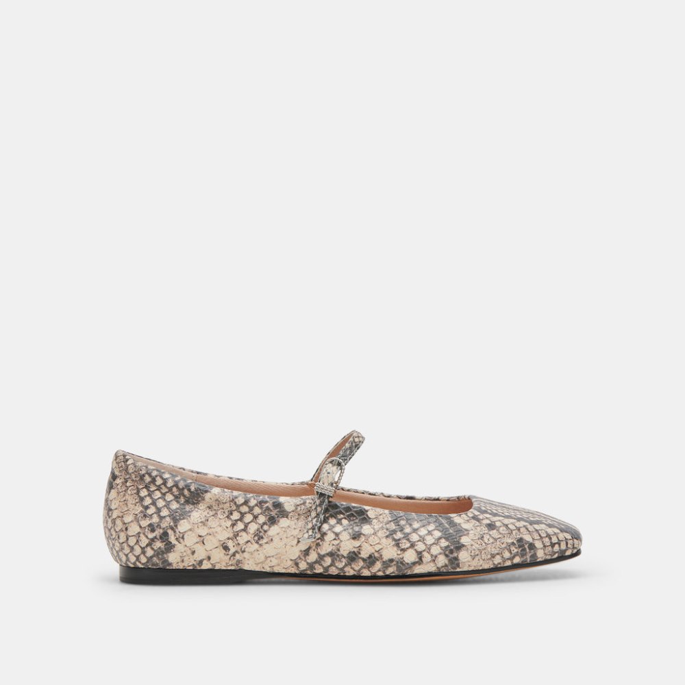 Dolce Vita Reyes Ballet Flats Black White Snake Embossed