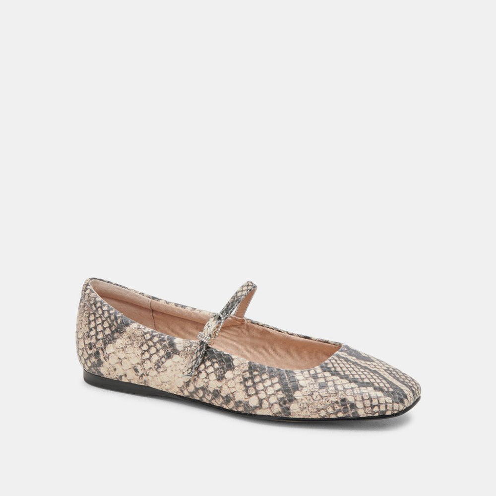 Dolce Vita Reyes Ballet Flats Black White Snake Embossed