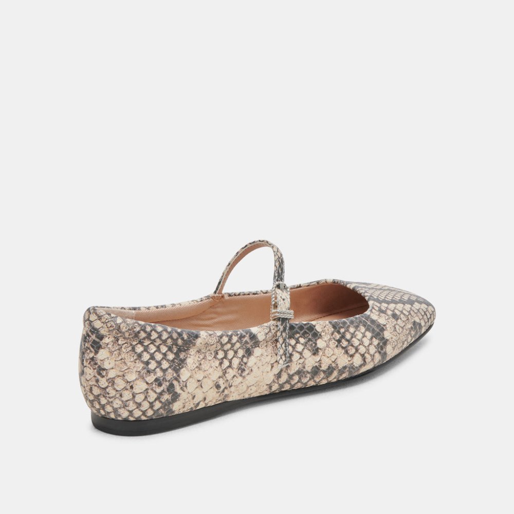 Dolce Vita Reyes Ballet Flats Black White Snake Embossed