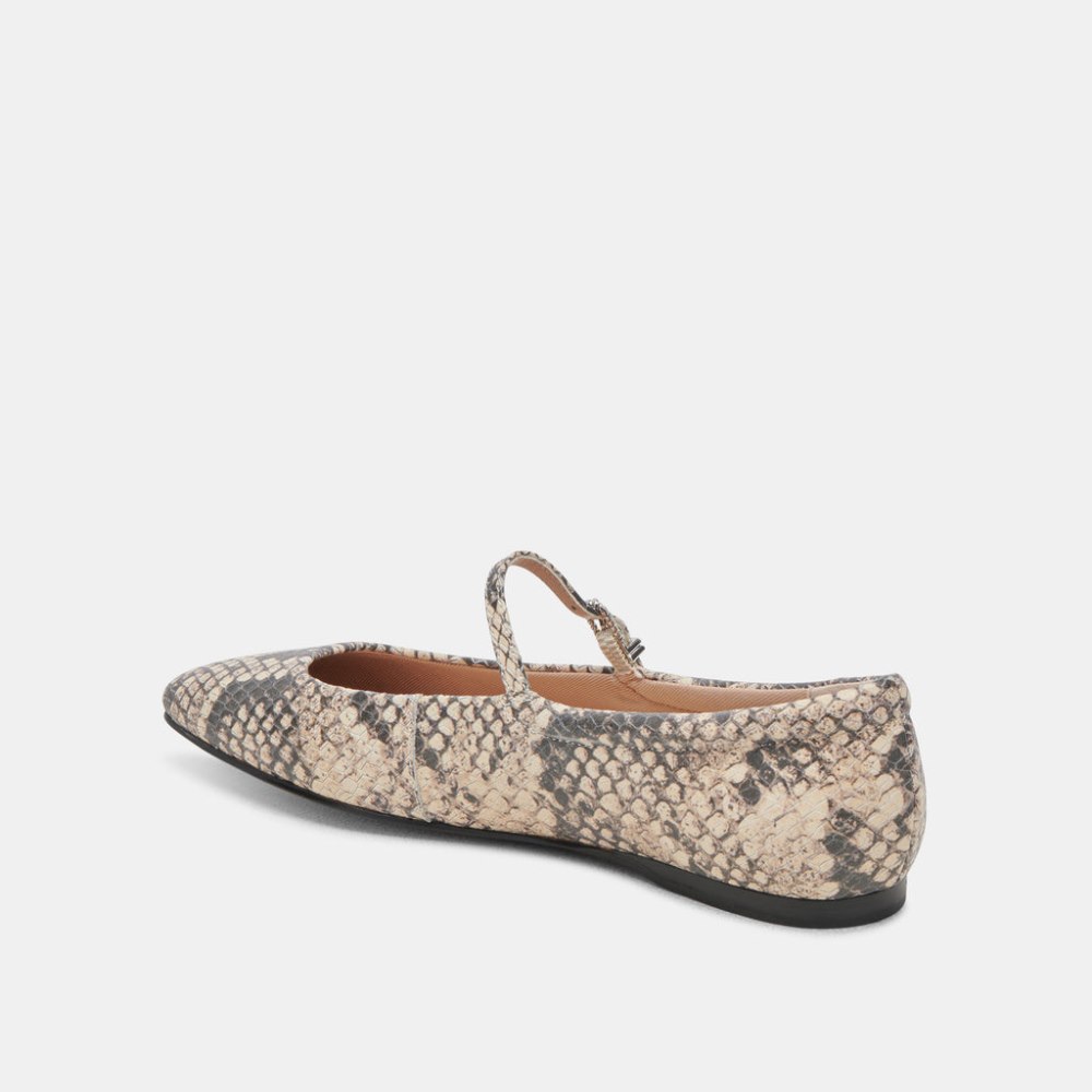 Dolce Vita Reyes Ballet Flats Black White Snake Embossed