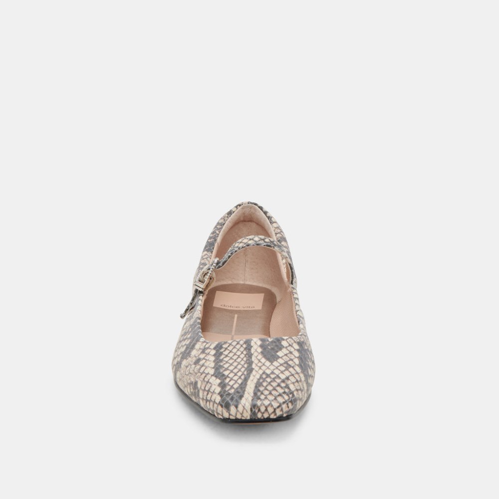 Dolce Vita Reyes Ballet Flats Black White Snake Embossed