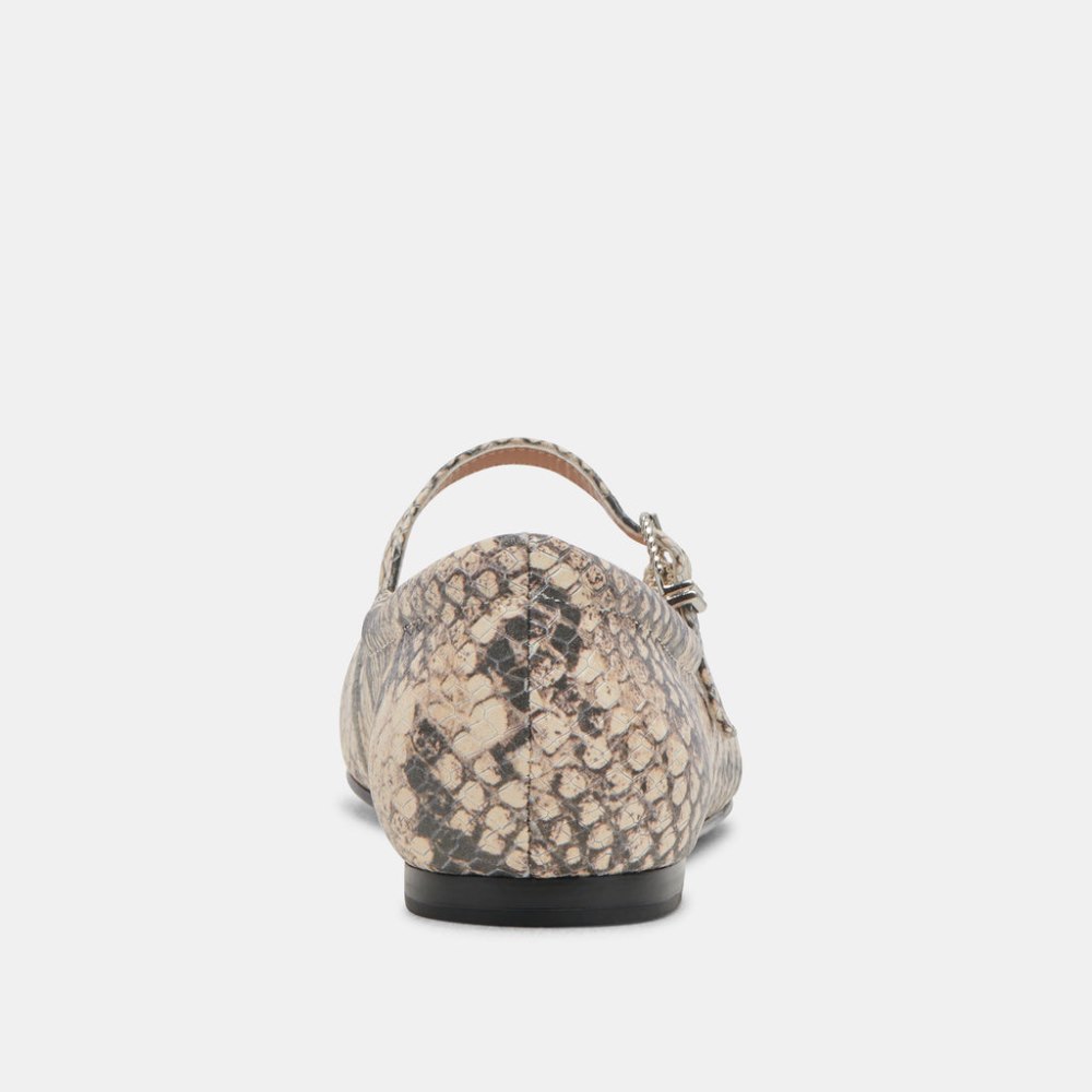 Dolce Vita Reyes Ballet Flats Black White Snake Embossed