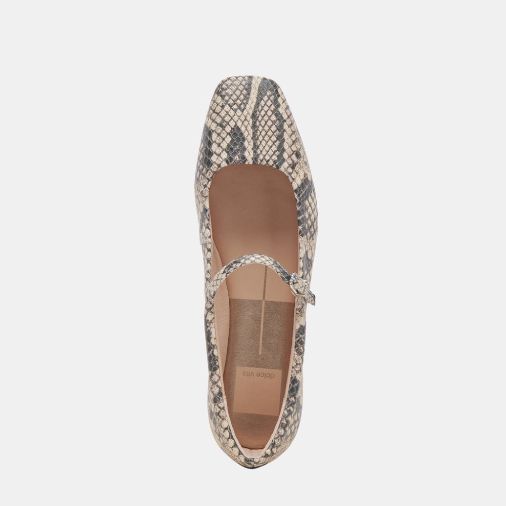 Dolce Vita Reyes Ballet Flats Black White Snake Embossed