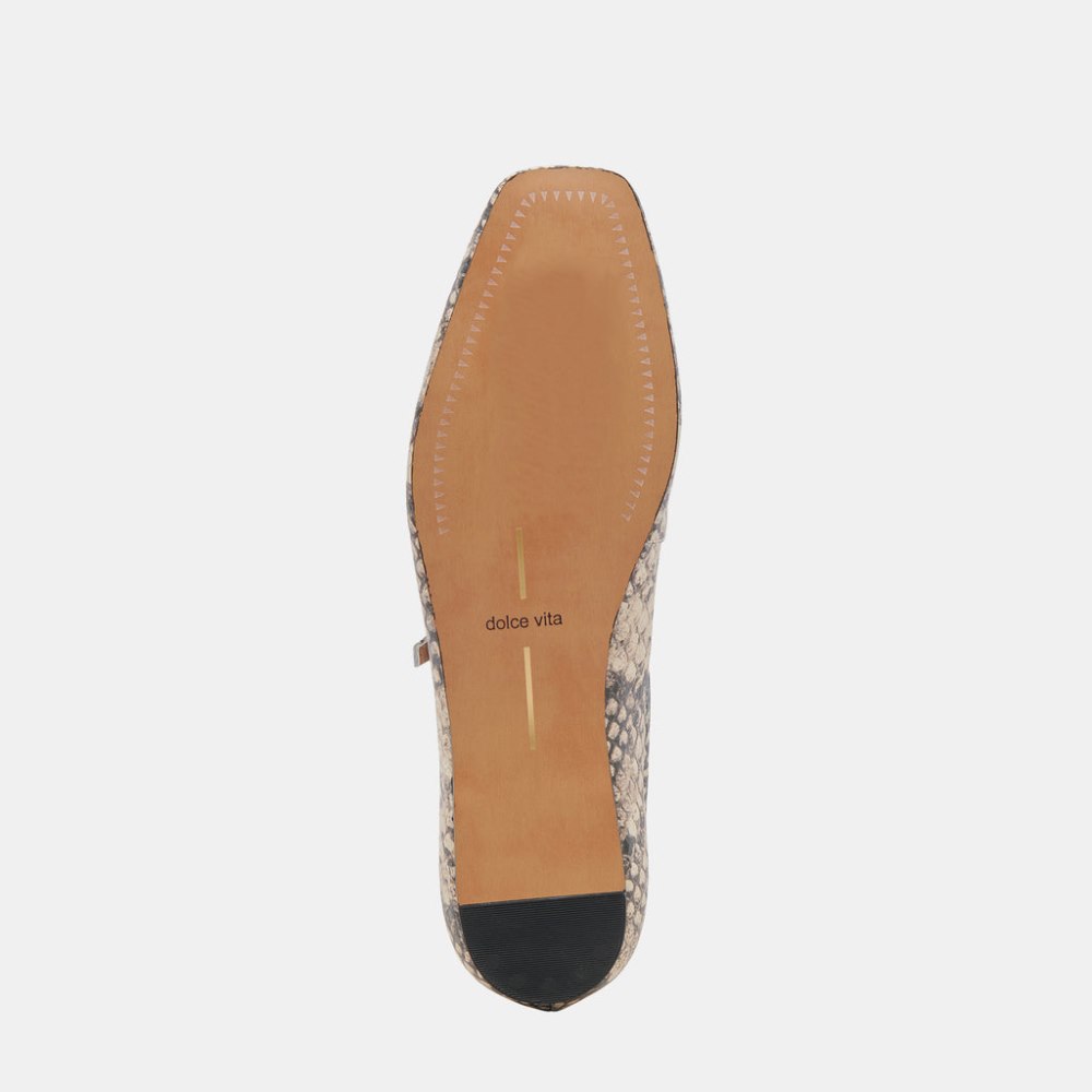 Dolce Vita Reyes Ballet Flats Black White Snake Embossed