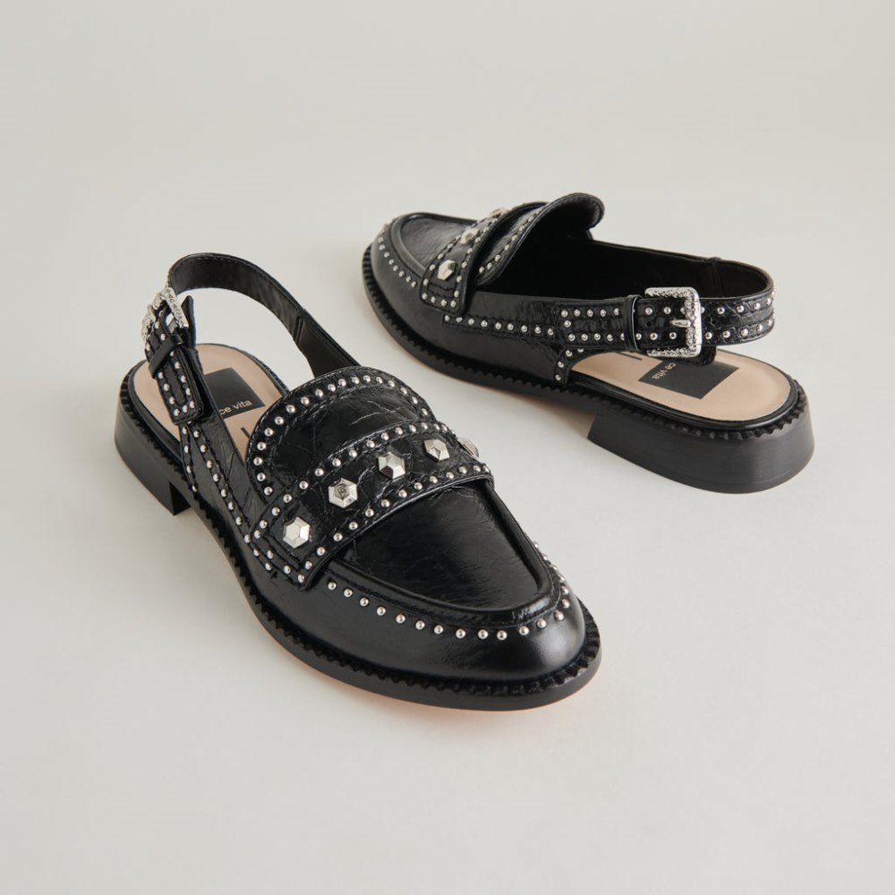 Dolce Vita Hardi Stud Loafers Midnight Crinkle Patent