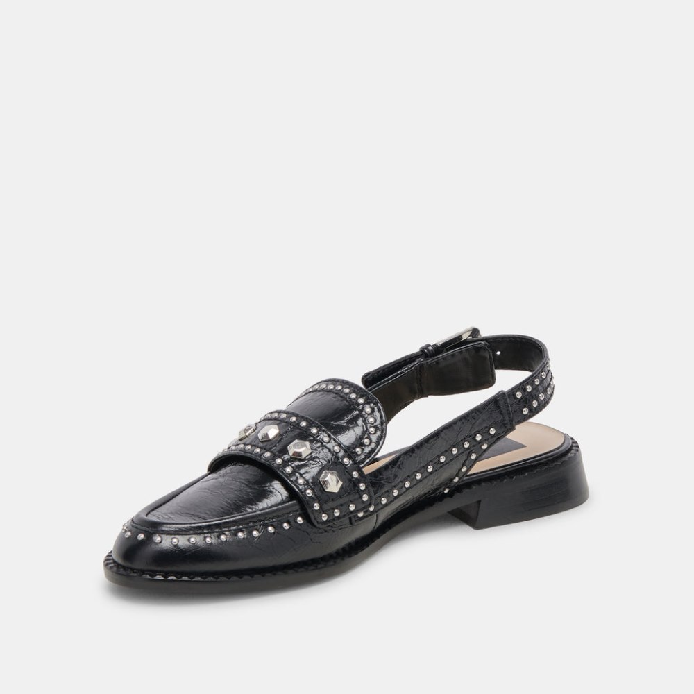 Dolce Vita Hardi Stud Loafers Midnight Crinkle Patent