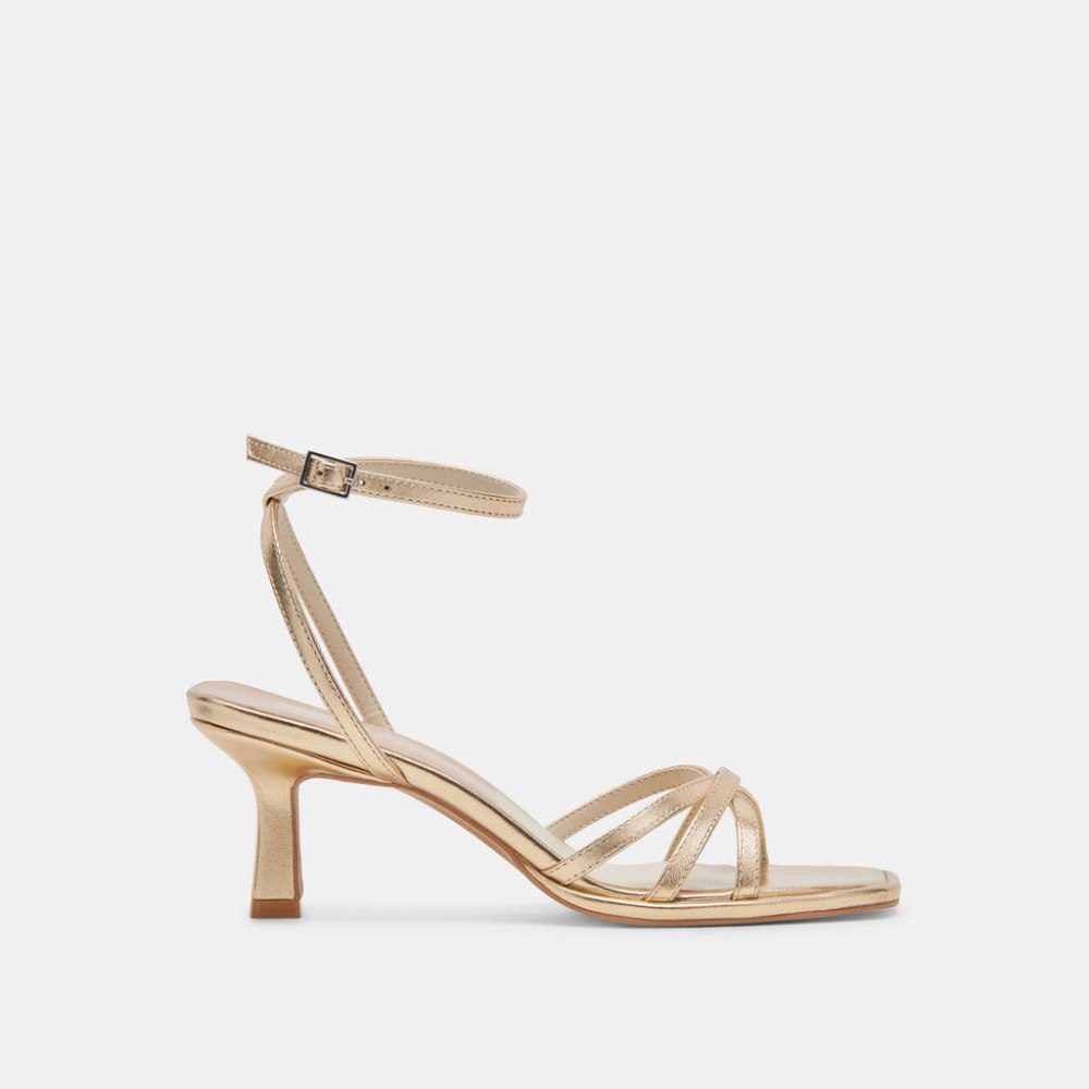 Dolce Vita Manji Heels Light Gold Metallic Leather