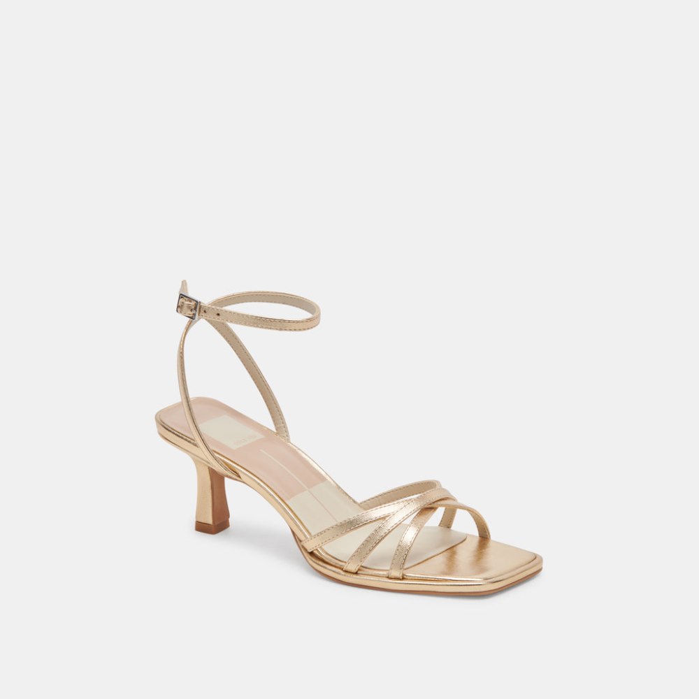 Dolce Vita Manji Heels Light Gold Metallic Leather