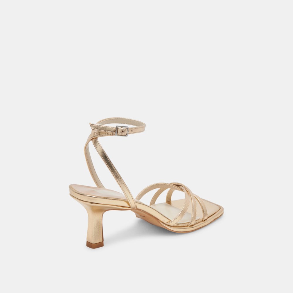 Dolce Vita Manji Heels Light Gold Metallic Leather