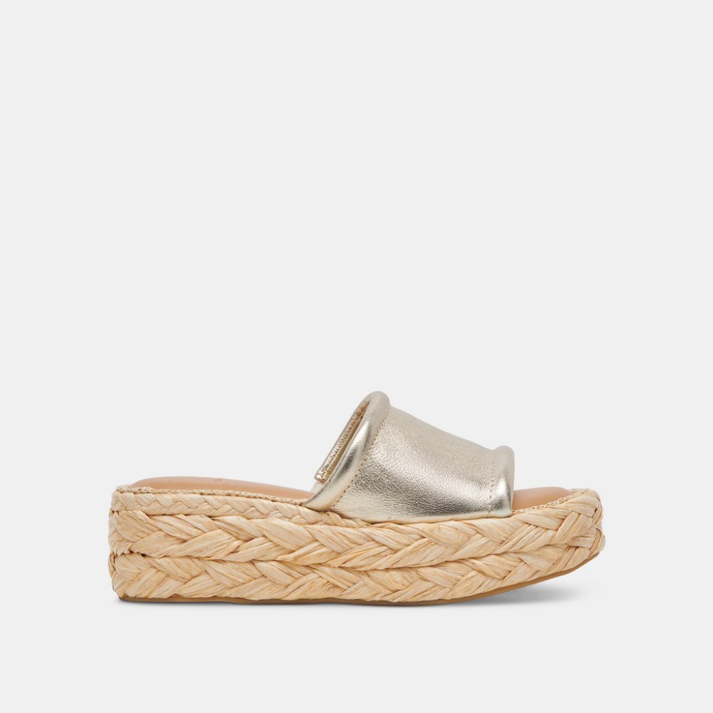 Dolce Vita Chavi Wide Sandals Light Gold Metallic Leather
