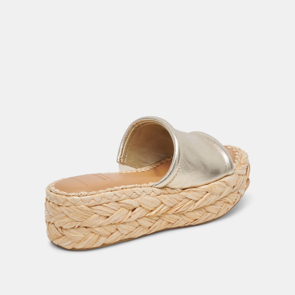 Dolce Vita Chavi Wide Sandals Light Gold Metallic Leather