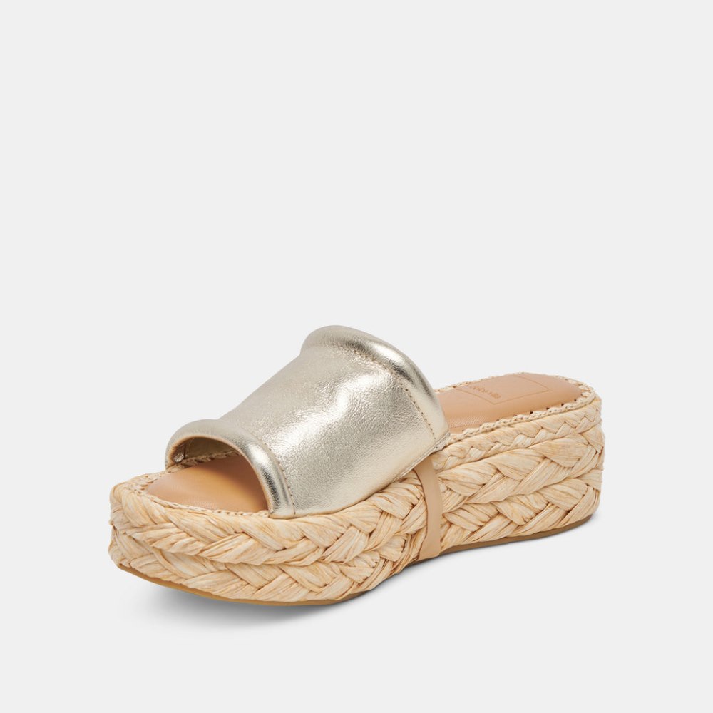 Dolce Vita Chavi Wide Sandals Light Gold Metallic Leather