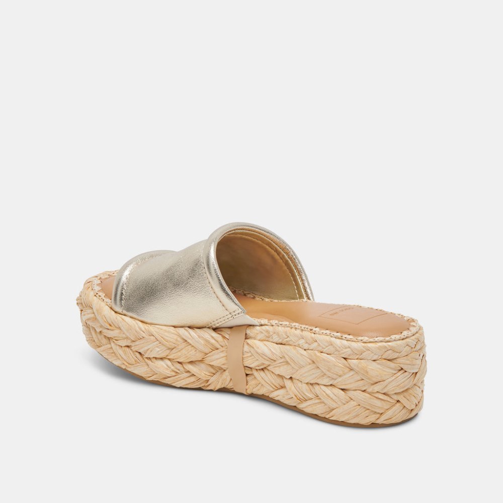Dolce Vita Chavi Wide Sandals Light Gold Metallic Leather