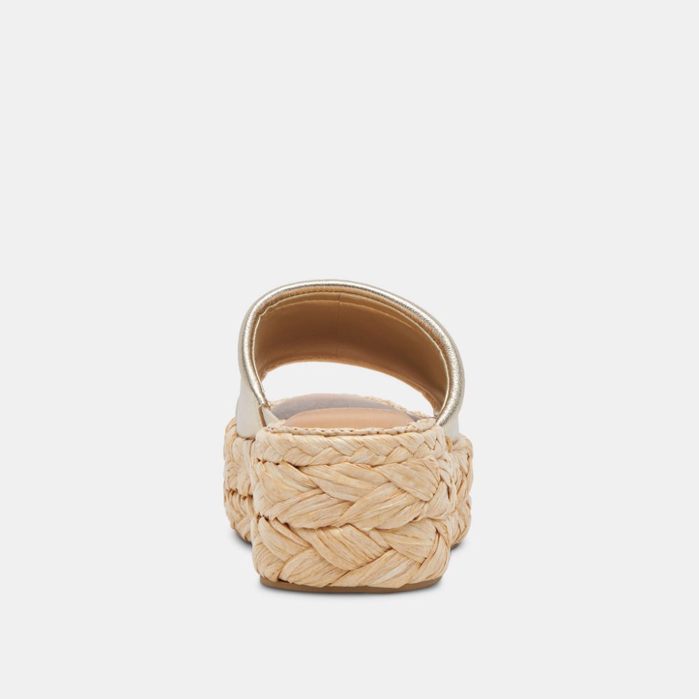 Dolce Vita Chavi Wide Sandals Light Gold Metallic Leather
