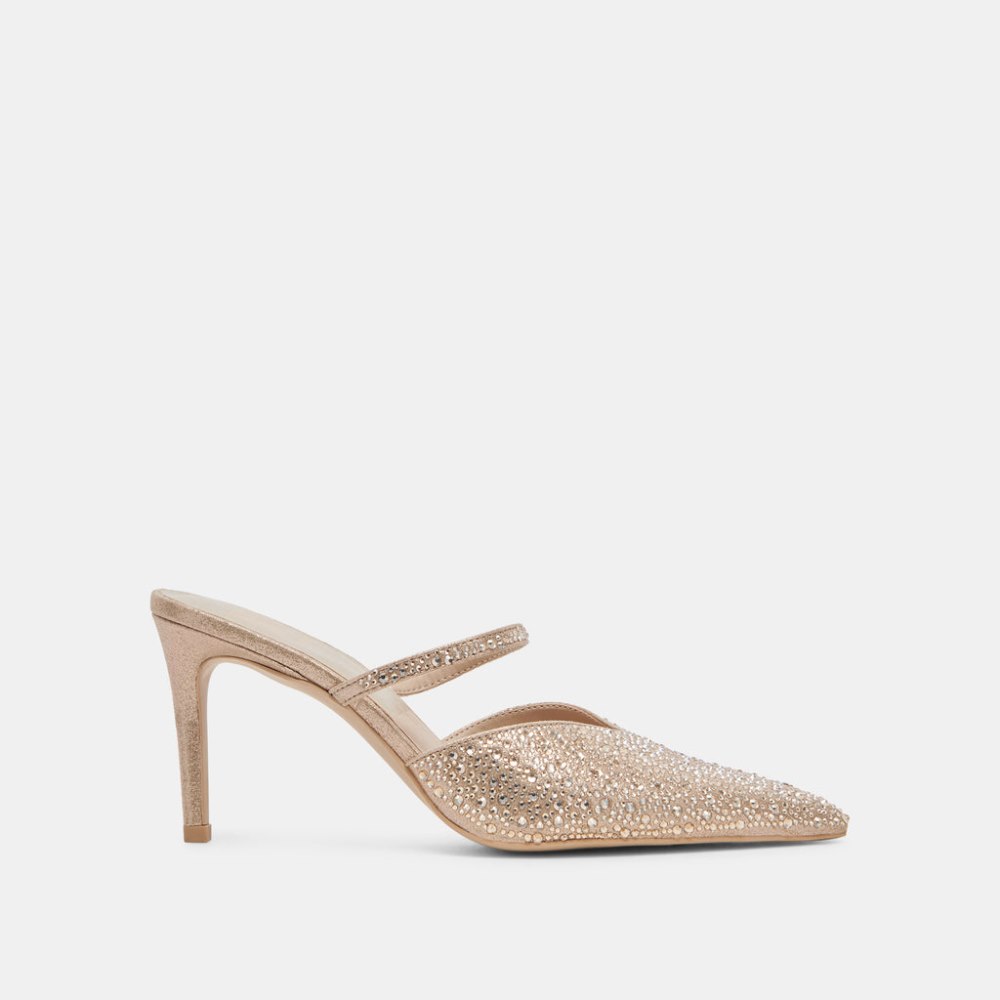 Dolce Vita Kanika Crystal Heels Light Gold Fabric