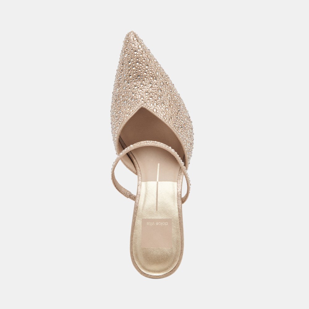 Dolce Vita Kanika Crystal Heels Light Gold Fabric