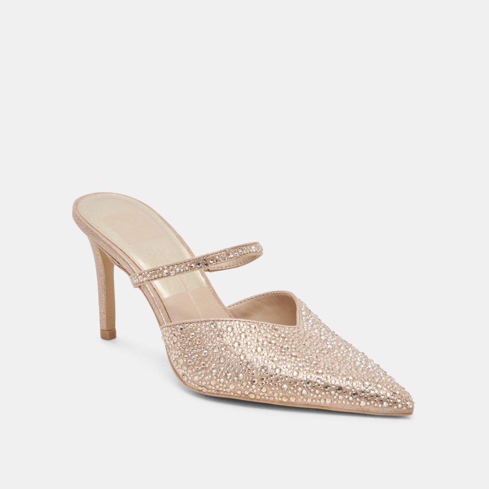 Dolce Vita Kanika Crystal Heels Light Gold Fabric