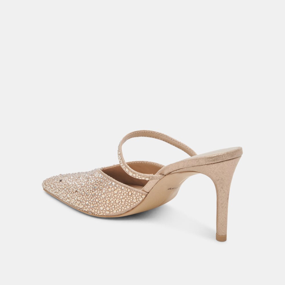 Dolce Vita Kanika Crystal Heels Light Gold Fabric