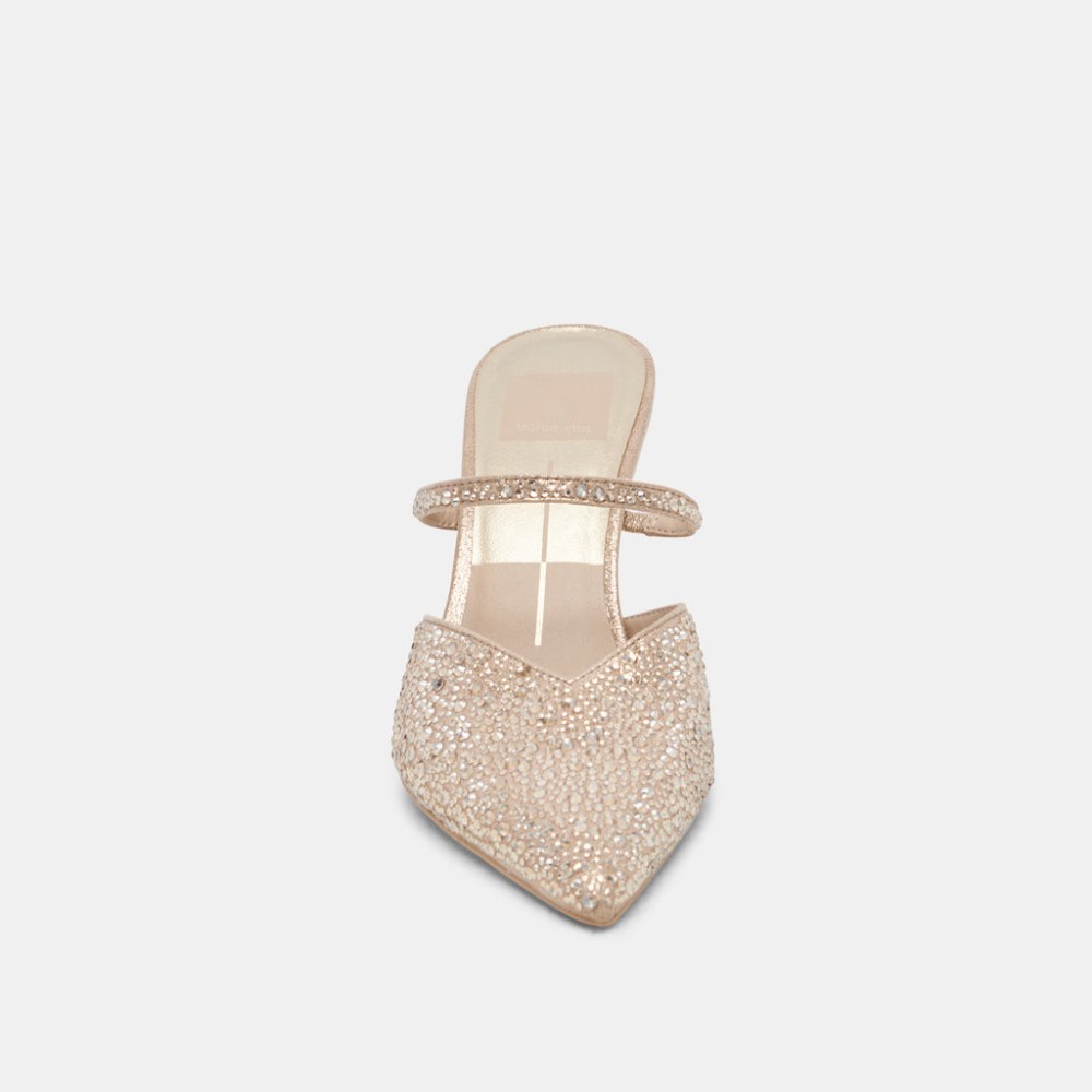 Dolce Vita Kanika Crystal Heels Light Gold Fabric