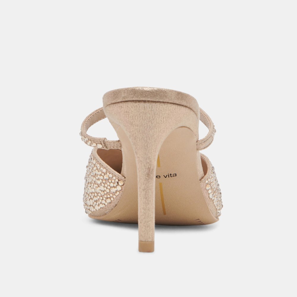 Dolce Vita Kanika Crystal Heels Light Gold Fabric