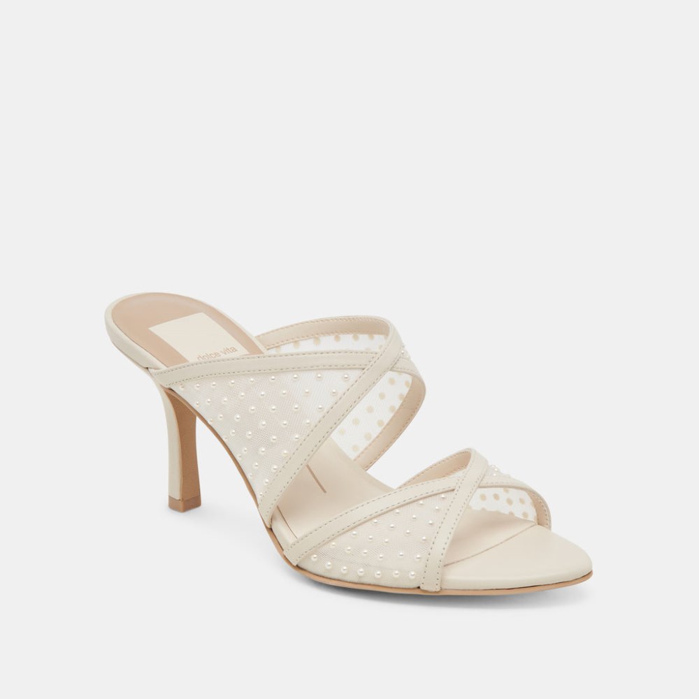 Dolce Vita Mandel Pearl Heels Ivory Mesh
