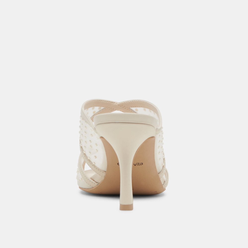 Dolce Vita Mandel Pearl Heels Ivory Mesh