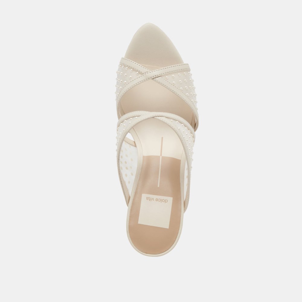 Dolce Vita Mandel Pearl Heels Ivory Mesh