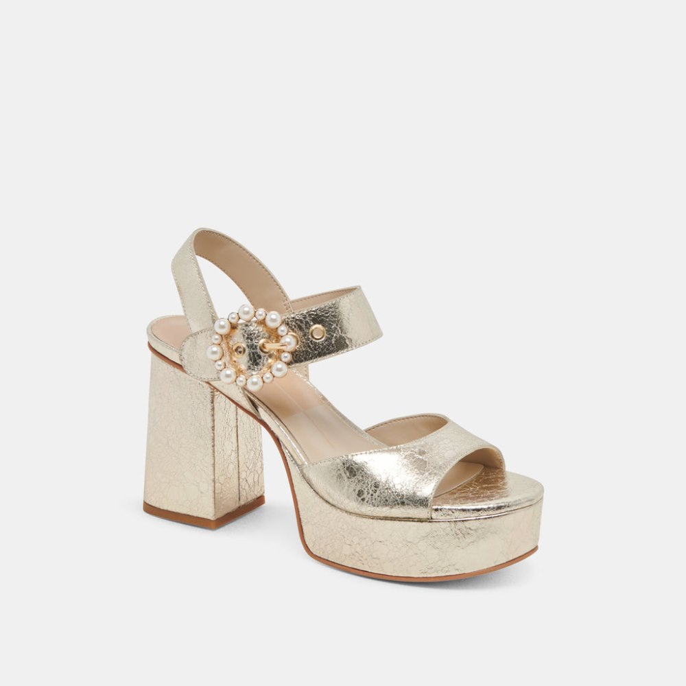 Dolce Vita Bobby Pearl Heels Vintage Gold Pearls