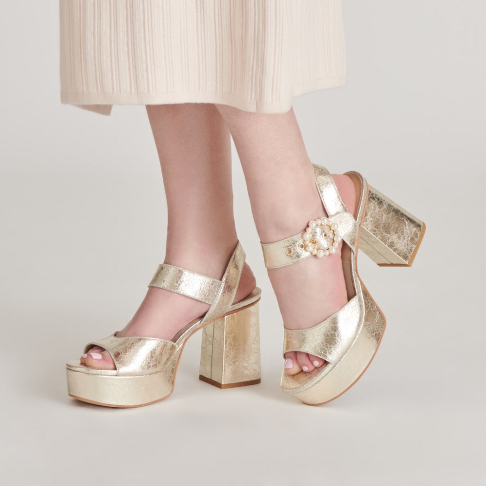 Dolce Vita Bobby Pearl Heels Vintage Gold Pearls