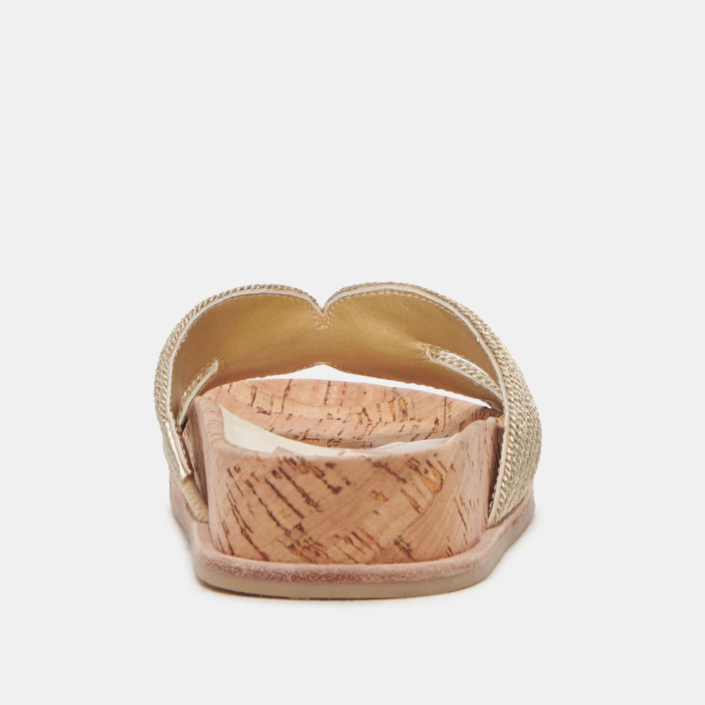 Dolce Vita Selda Wide Sandals Gold Raffia