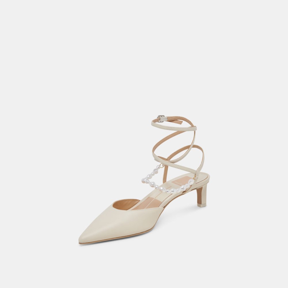 Dolce Vita Loklyn Pearl Heels Vanilla Leather