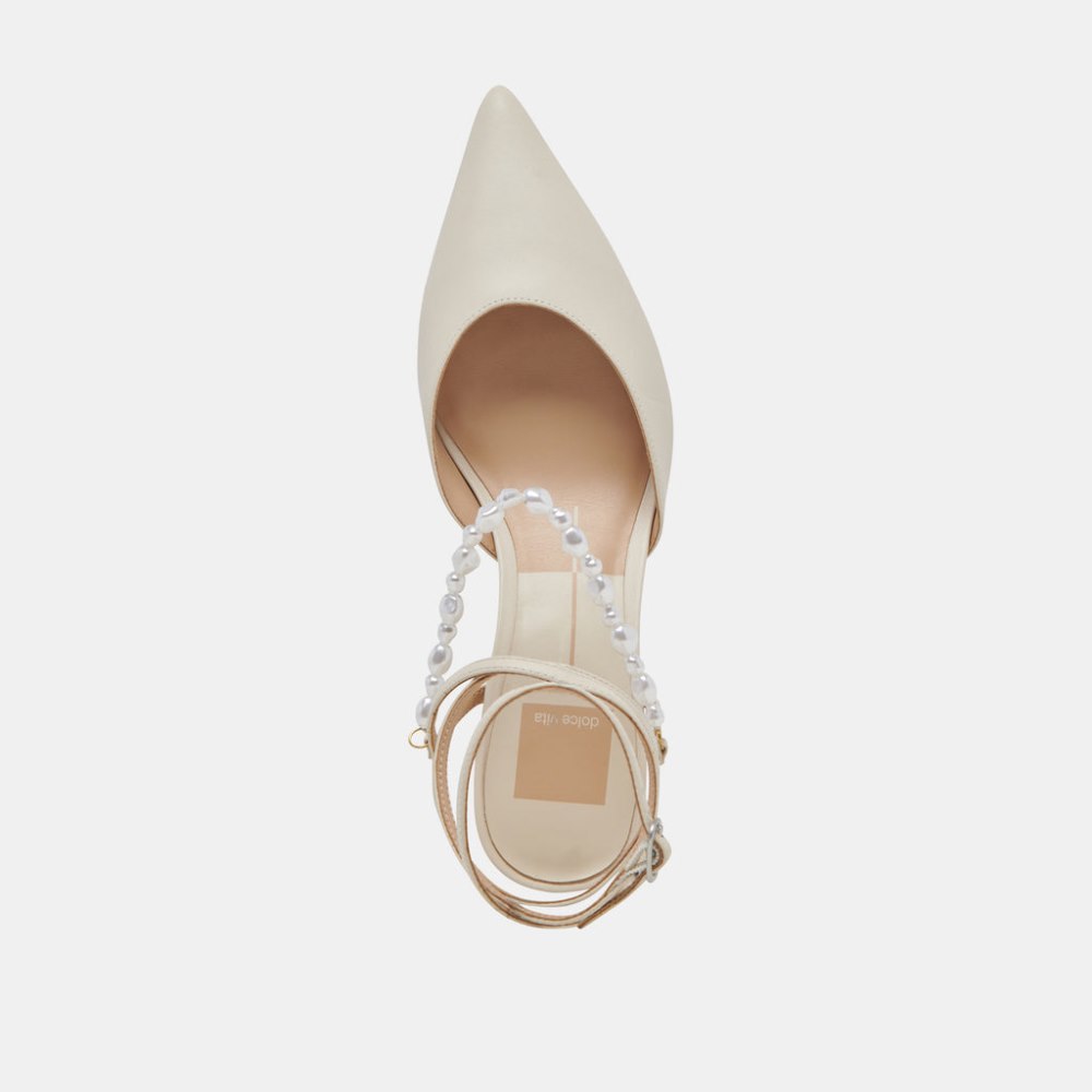 Dolce Vita Loklyn Pearl Heels Vanilla Leather