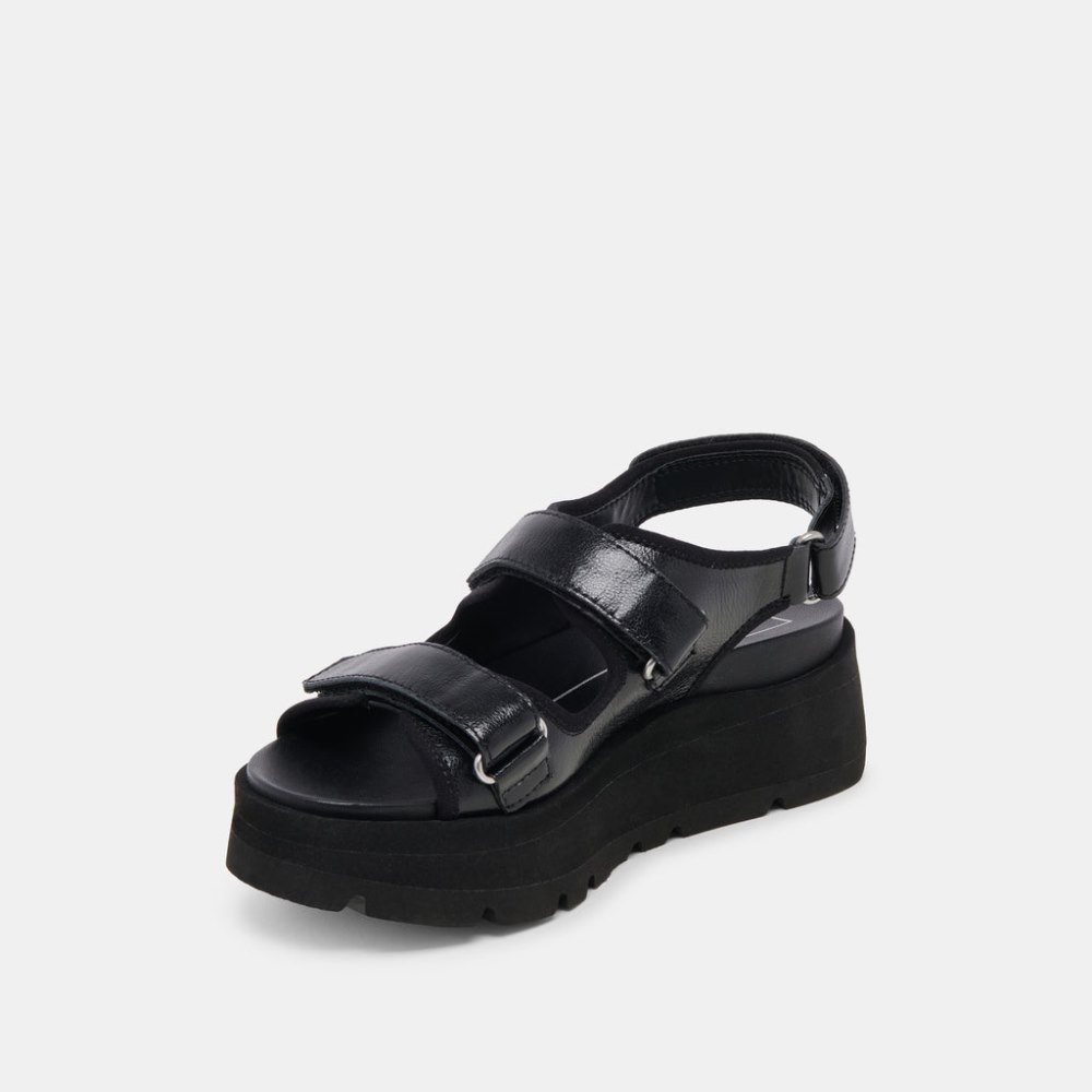 Dolce Vita Dubai Sandals Midnight Crinkle Patent
