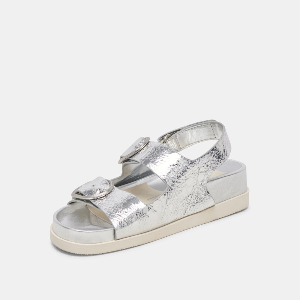 Dolce Vita Starla Sandals Silver Distressed Leather