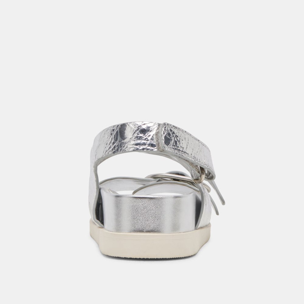 Dolce Vita Starla Sandals Silver Distressed Leather