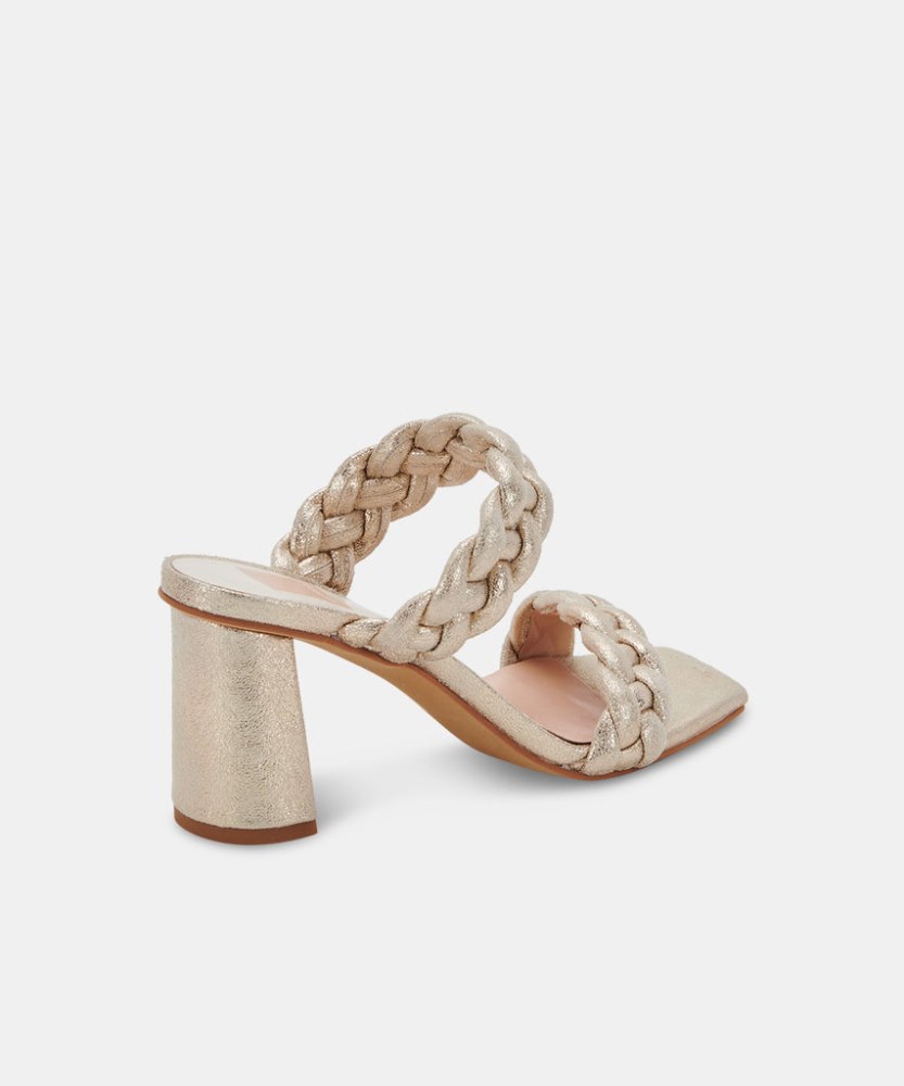 Dolce Vita Paily Heels Light Gold Metallic Stella Suede