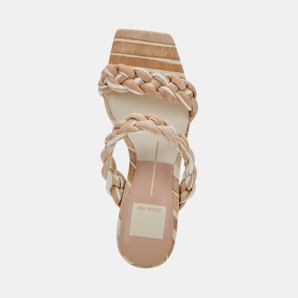 Dolce Vita Paily Heels White Stripe Fabric