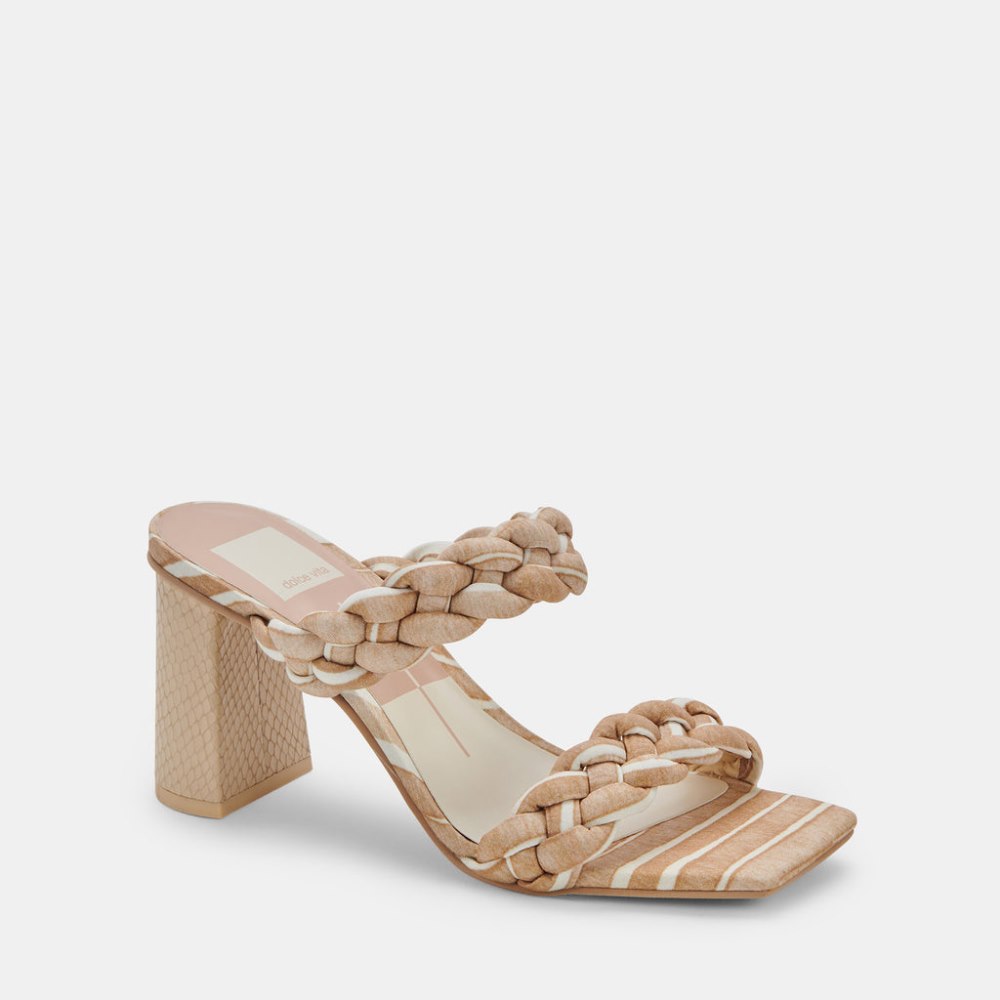Dolce Vita Paily Heels White Stripe Fabric