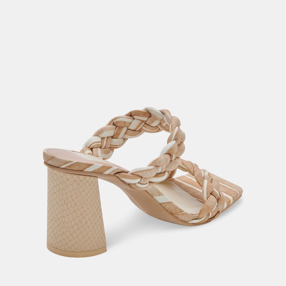 Dolce Vita Paily Heels White Stripe Fabric