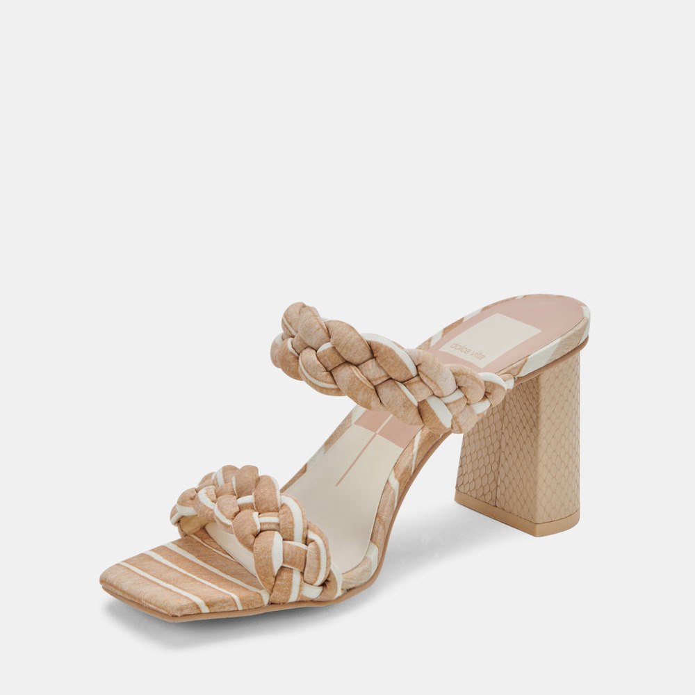 Dolce Vita Paily Heels White Stripe Fabric