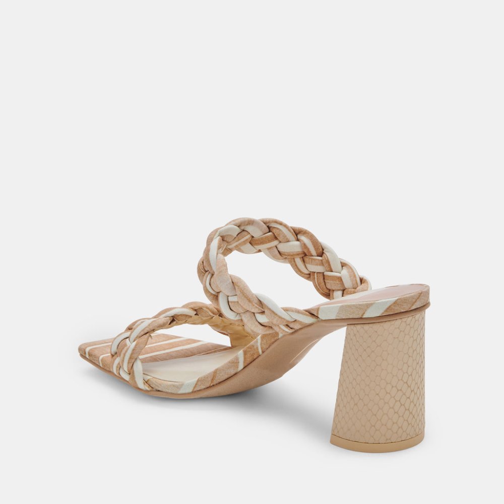 Dolce Vita Paily Heels White Stripe Fabric
