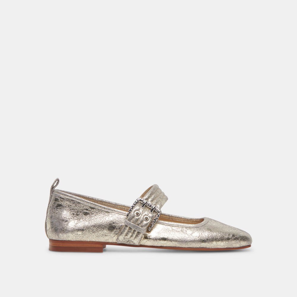 Dolce Vita Arora Ballet Flats Platinum Distressed Leather