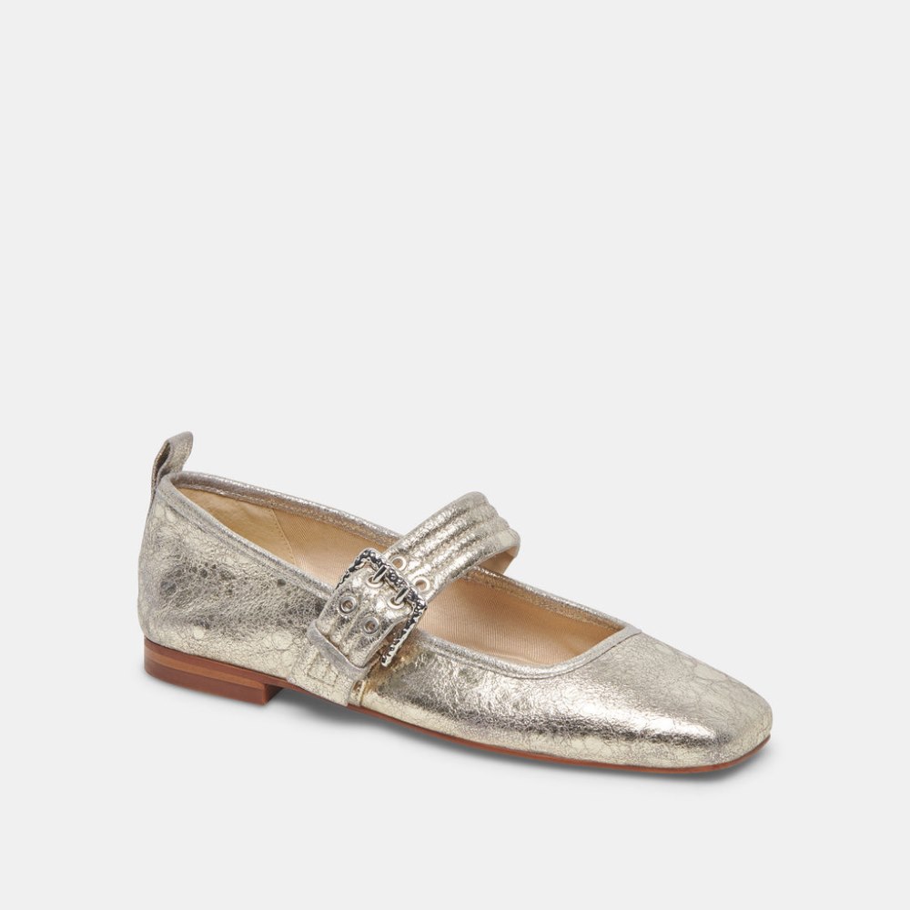 Dolce Vita Arora Ballet Flats Platinum Distressed Leather