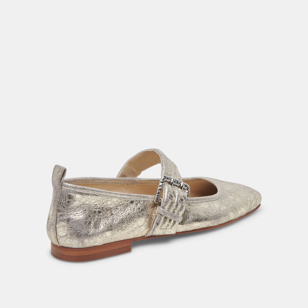 Dolce Vita Arora Ballet Flats Platinum Distressed Leather