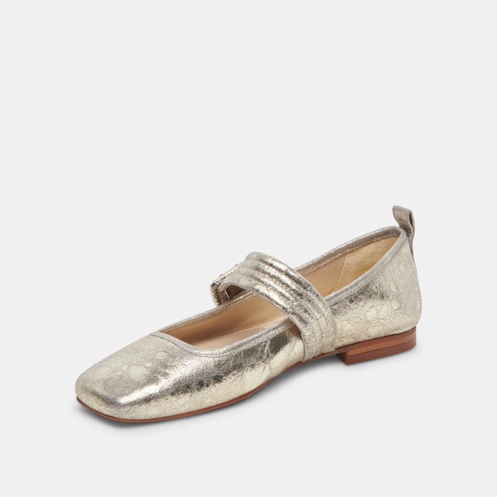 Dolce Vita Arora Ballet Flats Platinum Distressed Leather