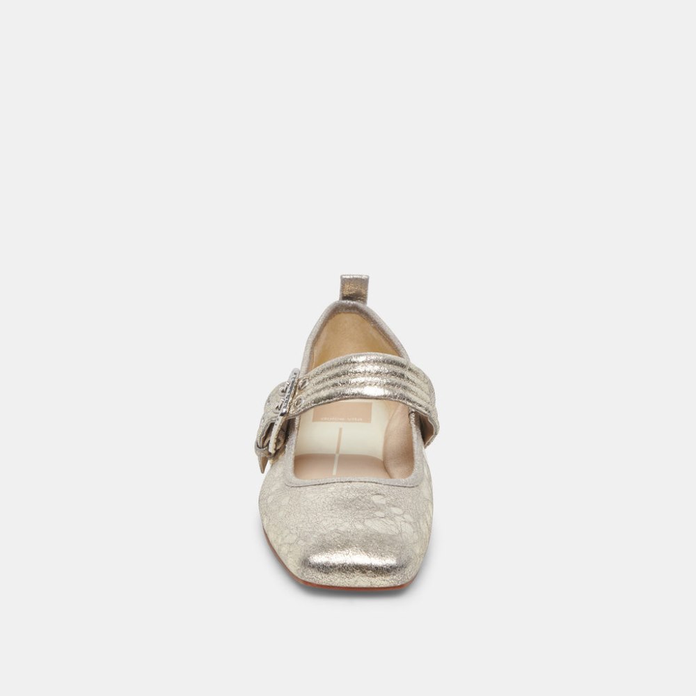 Dolce Vita Arora Ballet Flats Platinum Distressed Leather
